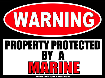 MARINE PROPERTY PROTECTED BY WARNING SIGN